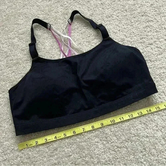 Livi Active Lane Bryant Bra Sz 18 40 D Pink Strap Back Black Low Impact Wireless - Picture 5 of 12